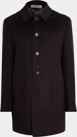 Corneliani Men & apos;s Wool Single-Breasted Balmacan Overcoat