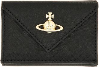 Vivienne Westwood Textured Leather Compact Wallet with Metallic Emblem