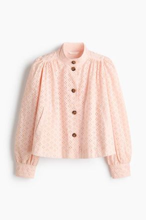 H&M Broderie Anglaise Cotton Jacket in Light Pink at Nordstrom, Size X-Small