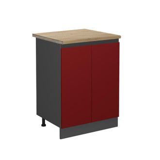 Vicco Mueble Bajo De Cocina R-line, Rojo, 60 Cm, Et Roble