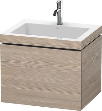 Duravit Lavabo Para Muebles Duravit L-cube C-bonded Con Base, Colgante, 60x48 Cm, 1 Extra&iacute;ble, Sin Rebosadero, 1 Agujero Para Grifo, Color: Decoraci&oacute;n Pino Pl