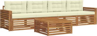 vidaXL Conjunto De Sof&aacute;s De Exterior 5 Uds. Natural Y Crema Vidaxl