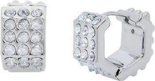 AllSaints Pavé Crystal Geometric Link Chubby Hoop Earrings in Rhodium at Nordstrom Rack