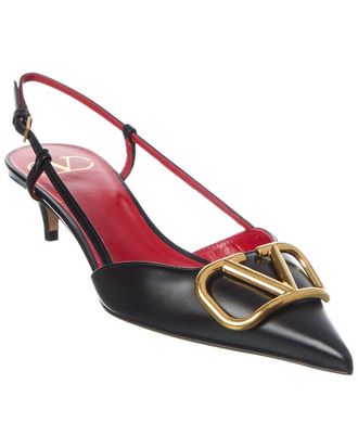 Valentino Vlogo Signature 40 Leather Slingback Pump