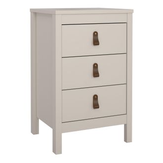 Furniture To Go Barcelona Bedside Table 3 Drawers in Cashmere in Beige
