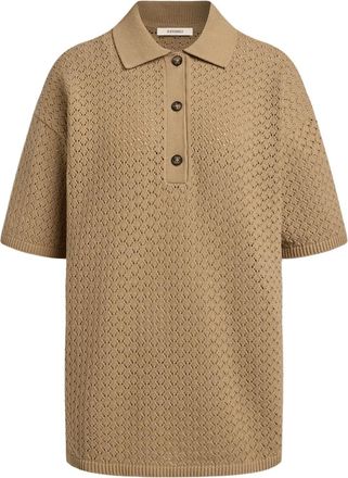 12 Storeez open-knit polo top - Neutrals