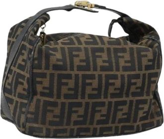 Fendi Pre-owned Shoulder Bags, female, Brown, Size: ONE SIZE Pre-owned Zucca Canvas Hand Bag