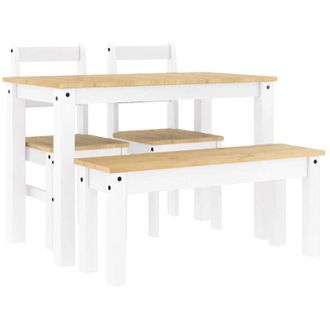vidaXL Juego De Comedor Panama 4 Pzas Madera Maciza De Pino Blanco Vidaxl