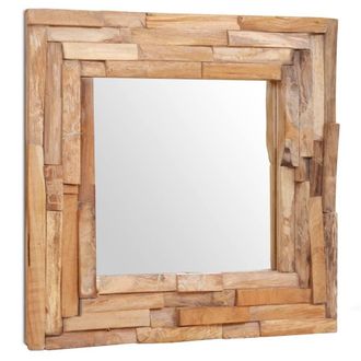 Berkfield Home Decorative Mirror Teak 60x60 cm Square in Brown