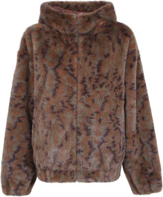 Dr&ocirc;le de Monsieur Faux Fur Hooded Jacket Hooded Zipped Fake Fur Jacke