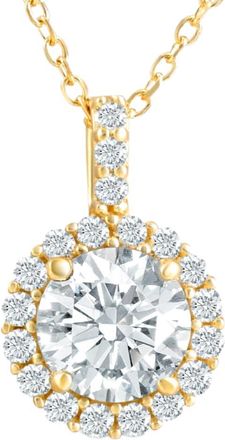 Pompeii3 1 1/4Ct Halo Diamond Moissanite Pendant Necklace 18 14k Yellow Gold (1/3 tall)