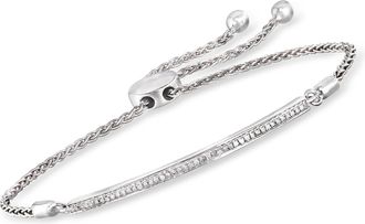 Ross-Simons Diamond Bar Bolo Bracelet in Sterling Silver