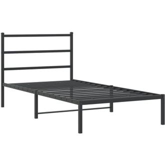vidaXL Estructura Cama Sin Colch&oacute;n Con Cabecero Metal Negro 100x200 Cm Vidaxl