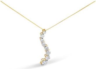 House of Brilliance AGS Certified 14K Yellow Gold 3.0 Cttw Baguette Round Diamond Journey Pendant Necklace at Nordstrom
