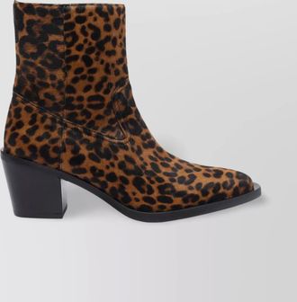 Stuart Weitzman leather animal-print ankle boots