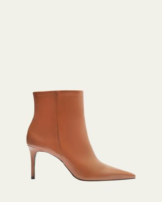Schutz Mikki Leather Stiletto Zip Booties