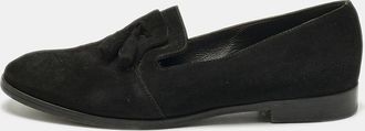 Sergio Rossi Black Suede Tassel Smoking Slippers