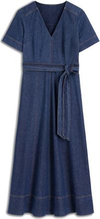 Boden Short Sleeve Denim Midi Dress in Mid Vintage at Nordstrom, Size 12
