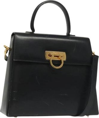 Ferragamo Tweedehands leren handtassen - Dames - Vintage Handtas - Zwart - ONE Size - Leer - Vintage
