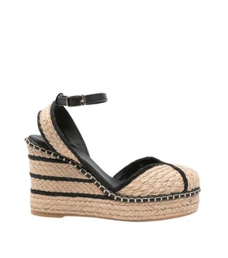 Castaner Beige Stripes Cova Wedges