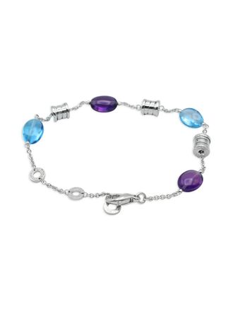 Bulgari Bracciale B-Zero1 in oro bianco 18 carati con ametista e topazio anni 2010 - Argento