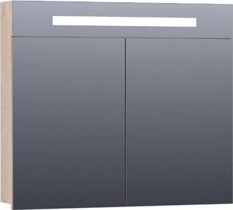 Marcel Breuer Promise spiegelkast - 80x70x15cm - met directe verlichting - 2 enkelzijdige spiegeldeuren - Sunlit