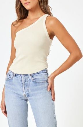 L*Space Kylie One-Shoulder Cover-Up Tank in Bone at Nordstrom Rack, Size X-Large
