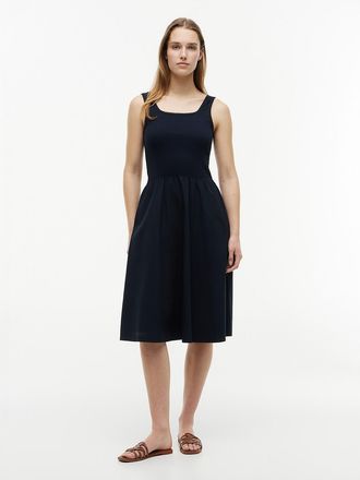 Tommy Hilfiger Womens Mixed-Media Midi Tank Dress - Navy - XXL