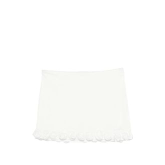 Os&eacute;ree Short Skirts, female, White, Size: M Rose-appliqu&eacute; Mini Skirt