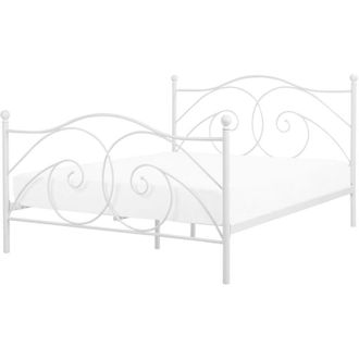Beliani Beliani - Retro eu King Size Bed Frame 5ft3 Wrought Ornamental Metal White Dinard