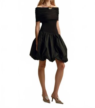 Marina Moscone Off-Shoulder Jersey Bubble Dress In Black