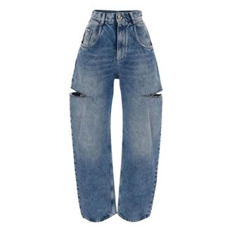 Maison Margiela Loose-fit Jeans, female, Blue, Size: 2XS Cut-out Denim Jeans