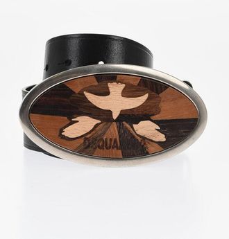Dsquared2 Leather Belt with Wood Buckle 45mm size 90