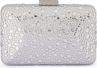 Olga Berg Harriet Crystal Frame Clutch in Silver at Nordstrom