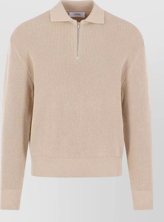 Lardini cotton ribbed half-zip sweater