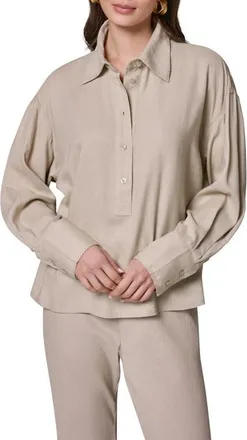 DKNY Linen Blend Top in Sandstone at Nordstrom, Size X-Large