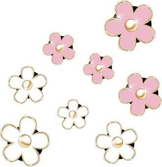 OEM Clips Para Toma De Aire Con Flor De Margarita - 8 Piezas, Rosa Y Blanco - Clip Para Aire Acondicionado De Coche Con Flor Colorida