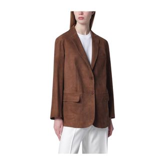 Salvatore Santoro Blazers, female, Brown, Size: S Aged Leather Bomber Jacket