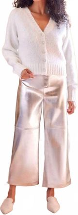 Karen Kane Faux Leather Cropped Pants In Silver