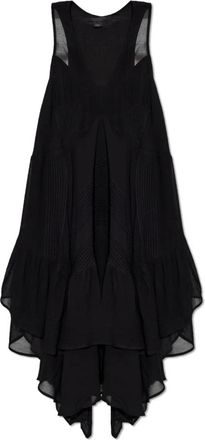 AllSaints Gretel Asymmetrische Gelaagde Midi Jurk - Dames - Korte kleedjes - Zwart - XS - Polyester - Kleedjes