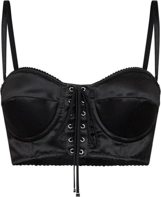 Dolce & Gabbana Cropped Bustier Top - Dames - Tops zonder mouwen - Zwart - M - Polyester - Tops