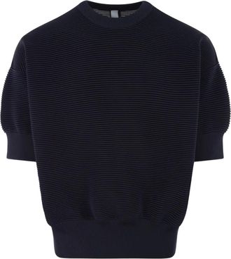 CFCL Fijngeribbeld T-shirt met ronde hals - Blauw