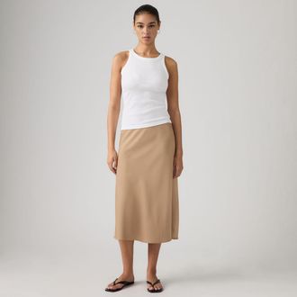 Levi's Ariel Midi Slip Skirt - Womens - XS - Neutral / Amphora