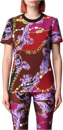 Versace Jeans Couture Baroque Chain Print Tee - Dames - T-shirts - Veelkleurig - 2XS - Katoen - Tops