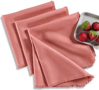 Solino Home Linen Dinner Napkins Set of 4, 20 x 20 Inch for Dining Table, Holiday and Everyday Table Decor - Fringe in Dusty Rose at Nordstrom, Size