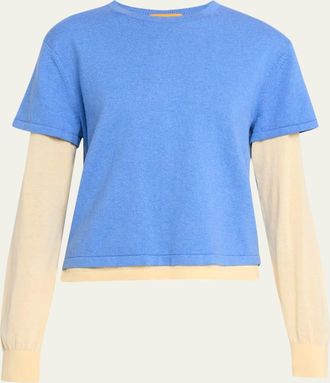 Guest In Residence Layered Cotton-Cashmere Tee