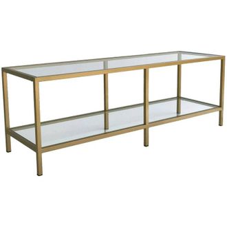 Dmora Dmora - Mueble De Televisi&oacute;n Dklaasse, Aparador De Sal&oacute;n, Mueble Bajo Para Tv, Base De Pared Equipada, 130x40h45 Cm, Oro