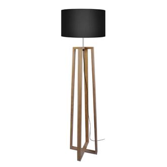 Tosel Lamp&aacute;ra de pie madera Alt.155cm natural ;Pantalla: negro