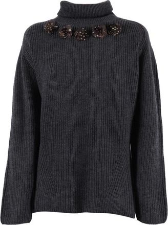 P.A.R.O.S.H. Lady Blum Roll-neck Trui - Dames - Coltruien - Grijs - XS - Wol - Truien & Vesten