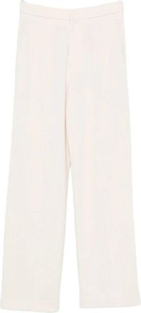 Forte_Forte Wool Viscose Twill Regular Waist Pants - Dames - Wijde Broeken - Beige - M - Wol - Broeken